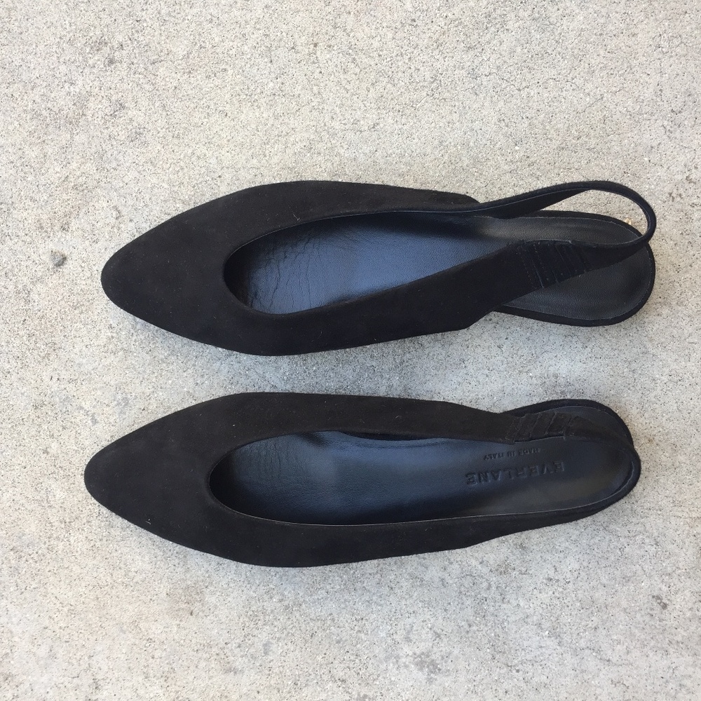 Everlane Black Suede Slingbacks in size 9